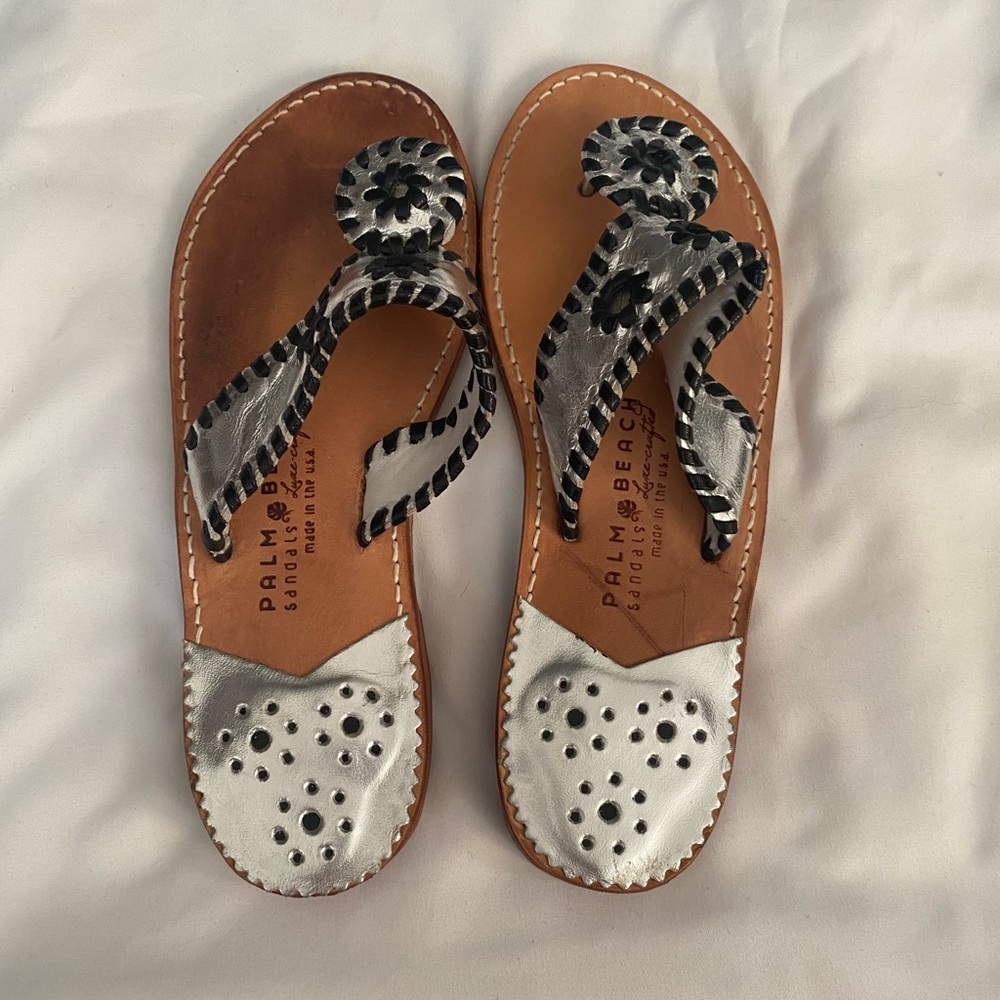 Palm Beach Sandals Womens Size 7 Black and Silver